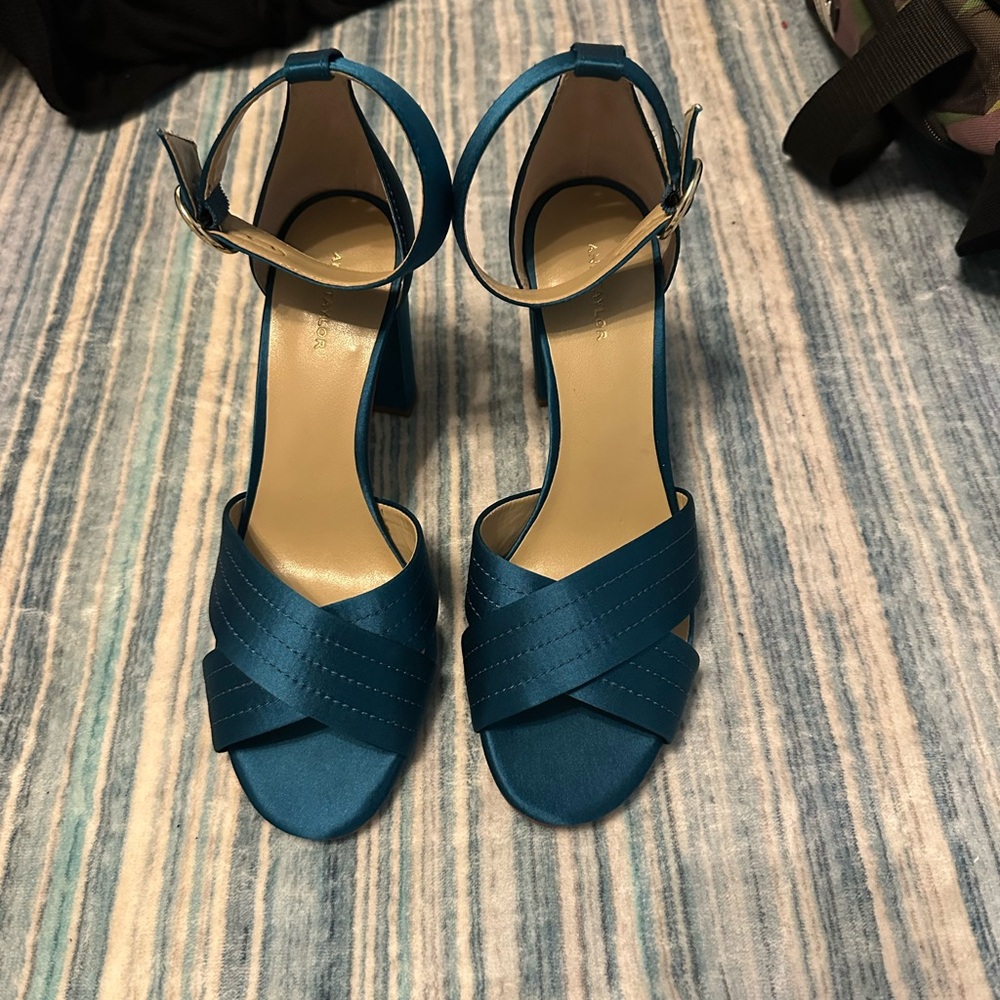 Ann Taylor Blue Plume Heels